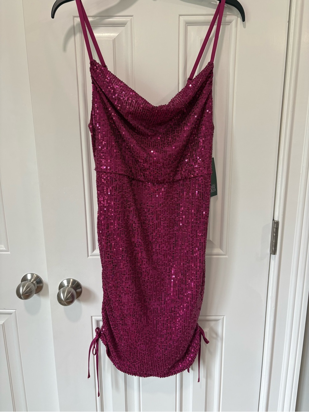Wild Fable Fuchsia Sequin Cowl Neck Mini Dress